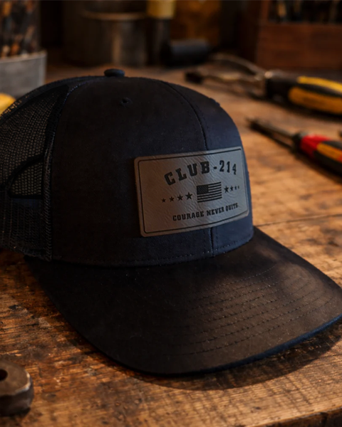 Courage Never Quits Leather Patch Trucker