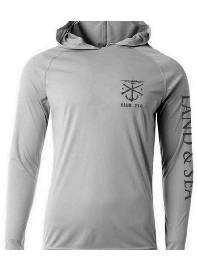 Club-214 Land & Sea Silver/Black Hooded SPF Performance shirt